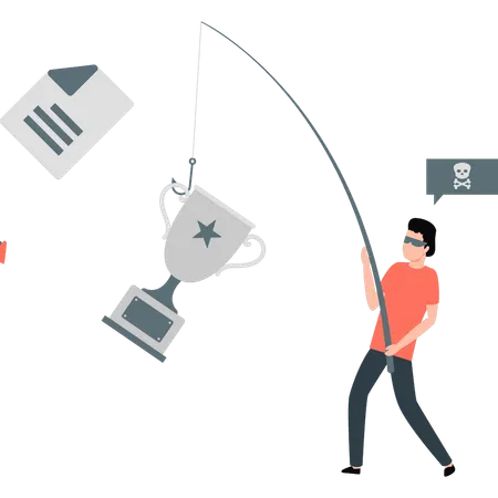 Hacker hacking business trophy  Illustration