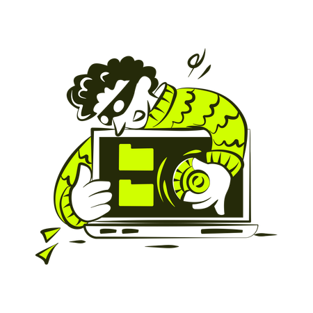 Hacker Hacking Computer Data And Files  Illustration