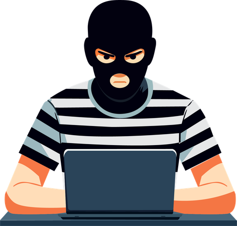 Hacker hacking customer profile  Illustration