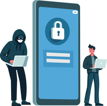 Hacker hacking customer profile  Illustration