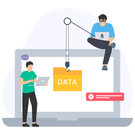 Hacker hacking data  Illustration