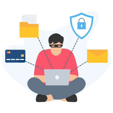 Hacker hacking data security  Illustration