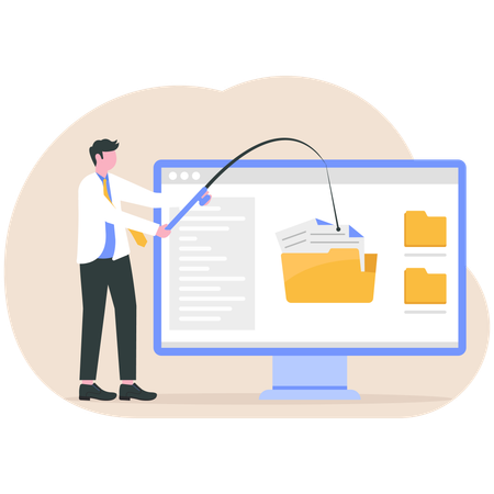 Hacker hacks business data  Illustration
