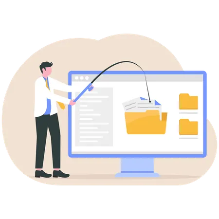 Hacker hacks business data  Illustration