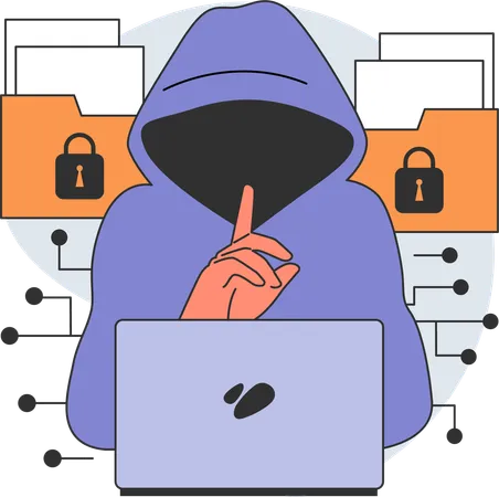 Hacker hacks information online  Illustration