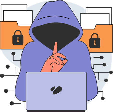 Hacker hacks information online  Illustration