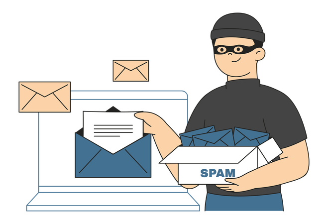 Hacker hält Spam-E-Mails  Illustration