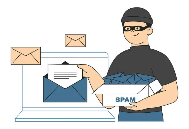 Hacker hält Spam-E-Mails  Illustration