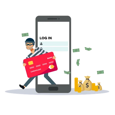 Hacker has hacked credit card from smartphone  イラスト