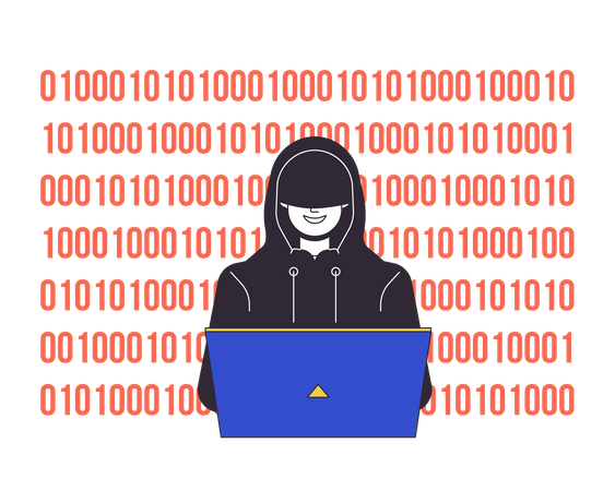 Hacker in hood coding  Illustration