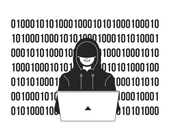 Hacker in hood coding  Illustration