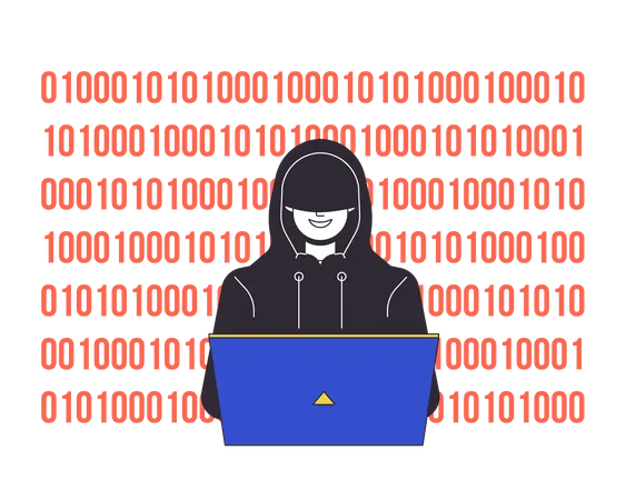 Hacker in hood coding  Illustration