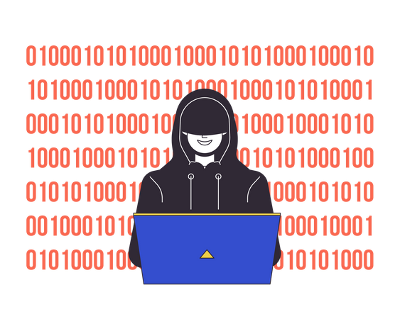 Hacker in hood coding  Illustration
