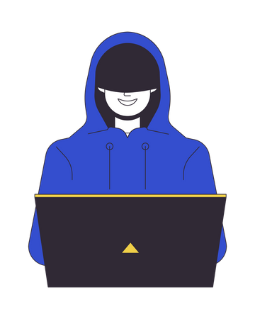 Hacker in hood smiling  Illustration