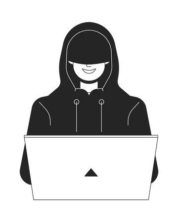 Hacker in hood smiling  Illustration