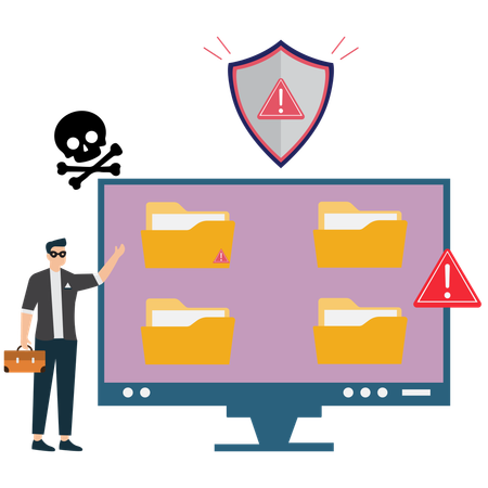 Un hacker intenta violar los datos  Ilustración