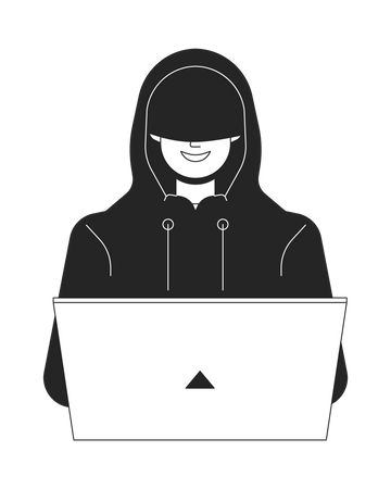 Hacker de capuz sorrindo  Ilustração