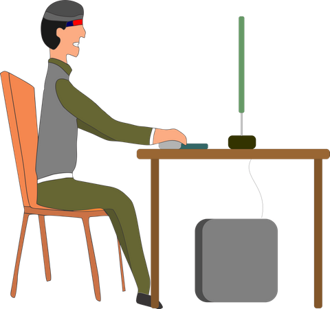 Hacker operating computer Illustration