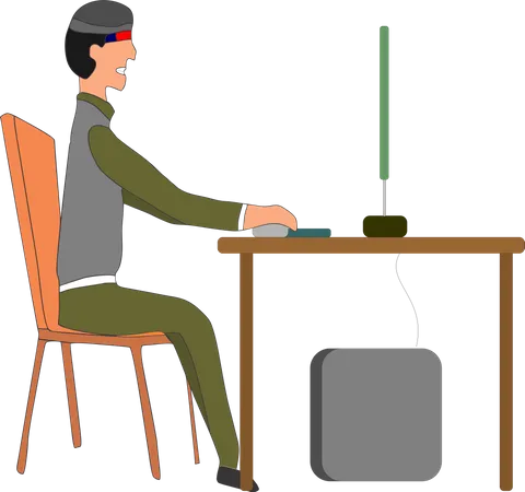 Hacker operating computer  Illustration