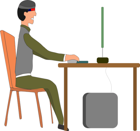 Hacker operating computer  Illustration