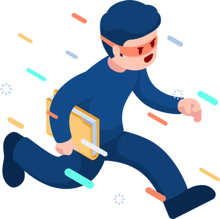 Hacker or Thief Stealing Folder  Illustration