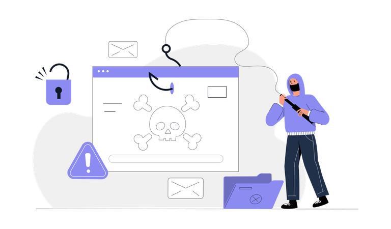 Hacker Phishing Data From Website  Illustration