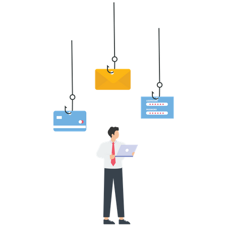 Hacker phishing on the internet  Illustration