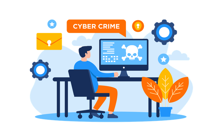 Un pirate informatique pirate des données informatiques  Illustration