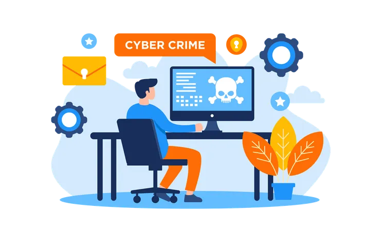 Un pirate informatique pirate des données informatiques  Illustration