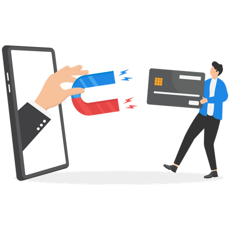 Hacker robando dinero de tarjeta de crédito  Illustration