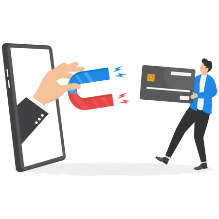 Hacker robando dinero de tarjeta de crédito  Illustration