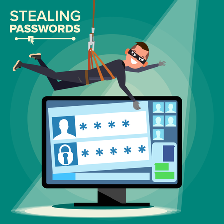 Hacker robando contraseña  Ilustración