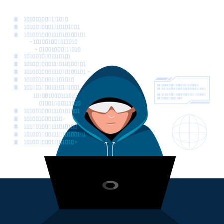 Hacker robando datos digitales  Ilustración