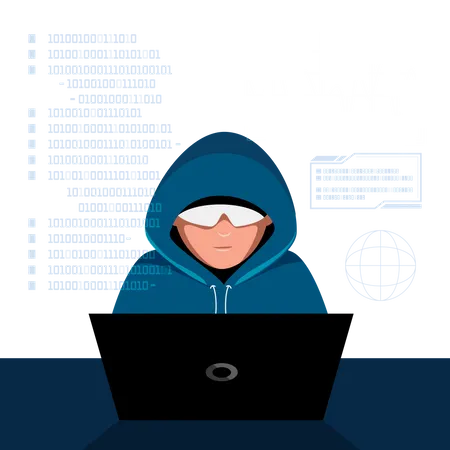 Hacker robando datos digitales  Ilustración