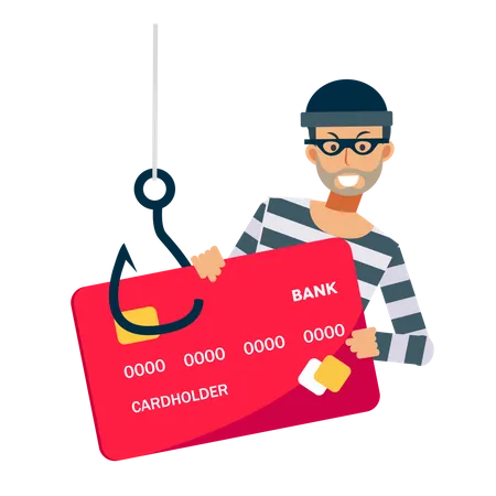 Hacker roubando cartão de crédito  Ilustração