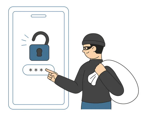 Hacker roubando dados móveis  Ilustração