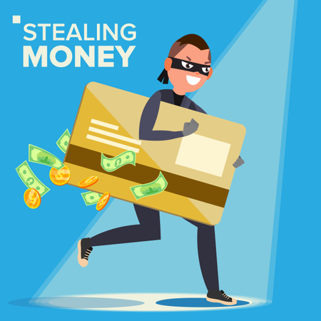 Hacker roubando dados confidenciais e dinheiro do cartão de crédito  Ilustração