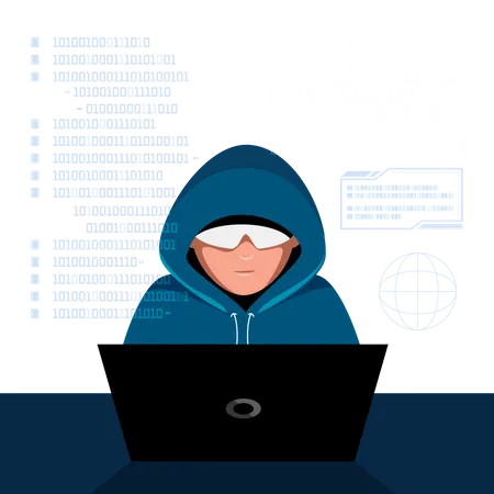Hacker roubando dados digitais  Ilustração