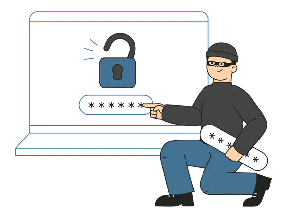 Hacker roubando senha  Ilustração