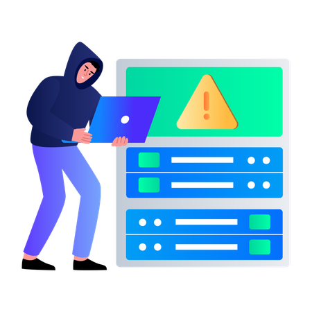 Hacker showing hacking alert  Illustration