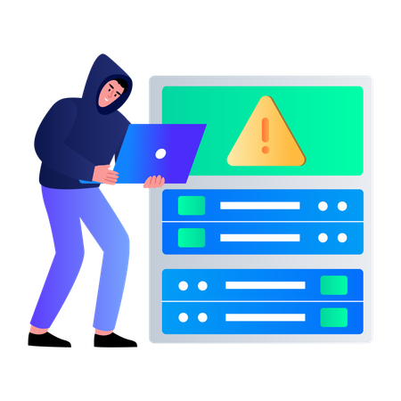Hacker showing hacking alert  Illustration