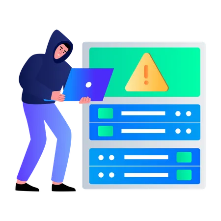 Hacker showing hacking alert  Illustration