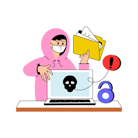 Hacker sneaking into user device  Illustration