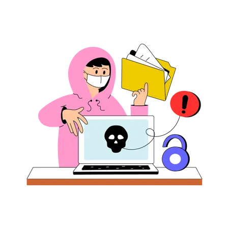 Hacker sneaking into user device  Illustration