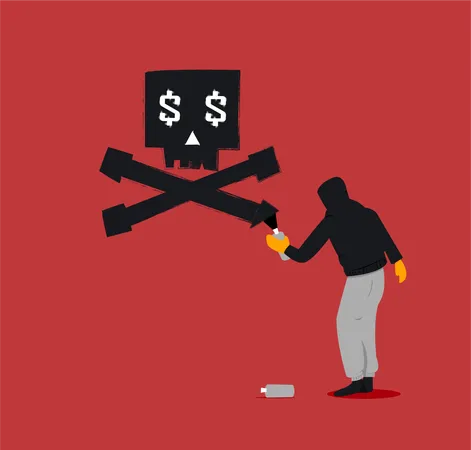 Ransomware And Cyber Attack By Hacker Is Illegal And Fraud And Can Lead To Money Loss Illustration