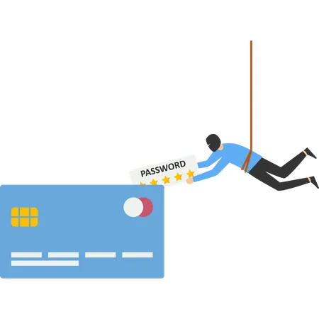 Hacker Stealing Confidential Credit Card Data Vector Illustration Design Concept In Flat Style Illustration