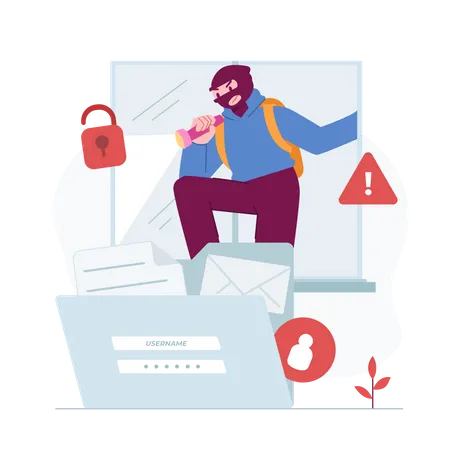 Hacker Stealing Data  Illustration