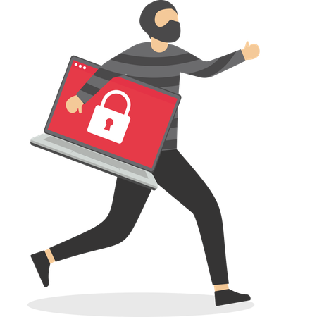 Hacker stealing laptop  Illustration