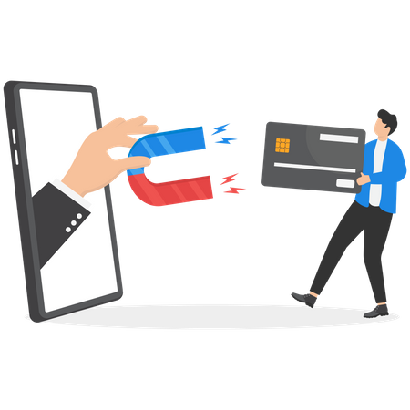 Hacker stealing money from credit card  Illustration