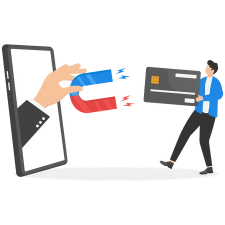 Hacker Stealing Money From Credit Card Vector Illustration Illustration